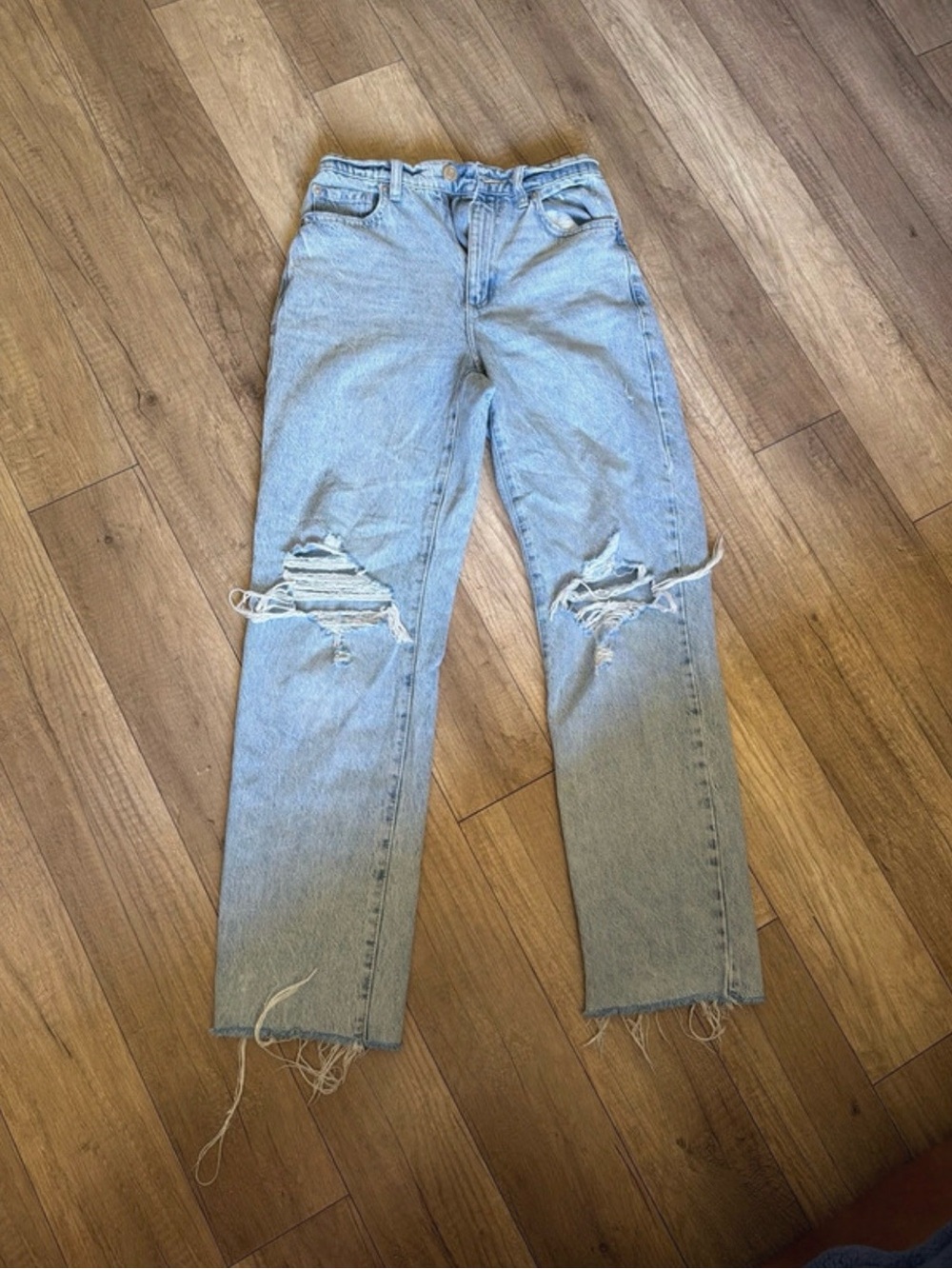 Garage Light Blue Distressed Straight-Leg Jeans